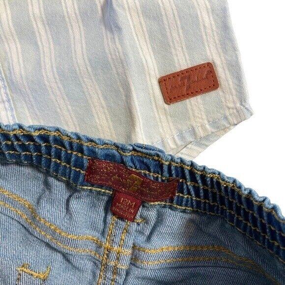 7 For All Mankind Kids Toddler Boys 2 Piece Striped Denim Shirt Shorts Size 12M - Picture 7 of 8